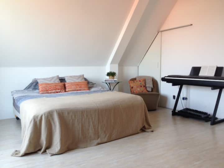 غرفة ضيوف 1 مع شرفة وتلفزيون