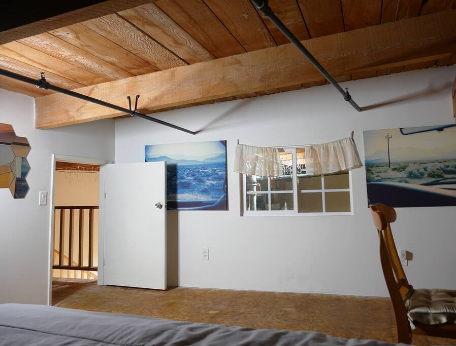 Access to the room through the Wonderland size door. View of your room. Note that ceiling is low but space is very lovely.