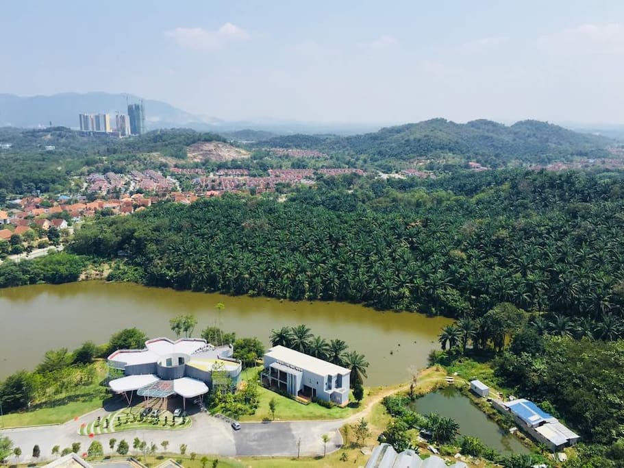 surrounded with greenery and lake