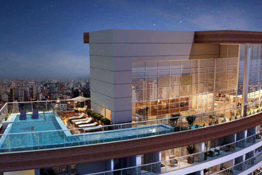 Piscina terraço e academia