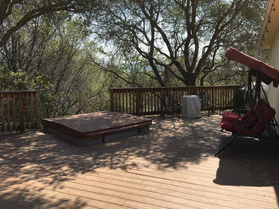 Relax in the hot tub, or on the swing