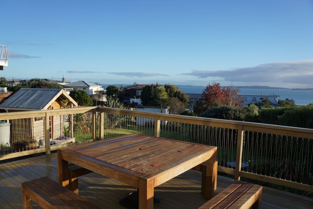 Sunny deck with great sea views - guests are welcome to use