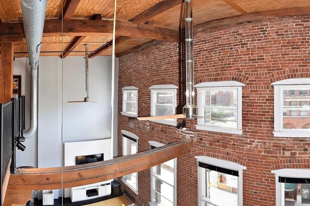 Exposed brick and beams