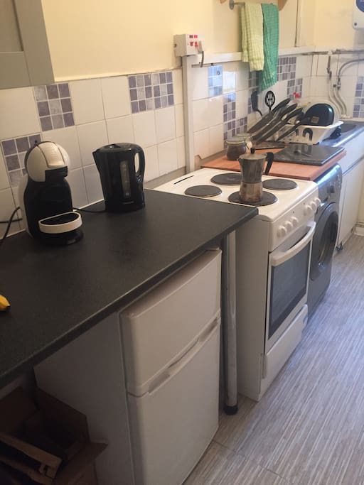 Fridge, washing machine and oven. Feel free to use the coffee maker and kettle