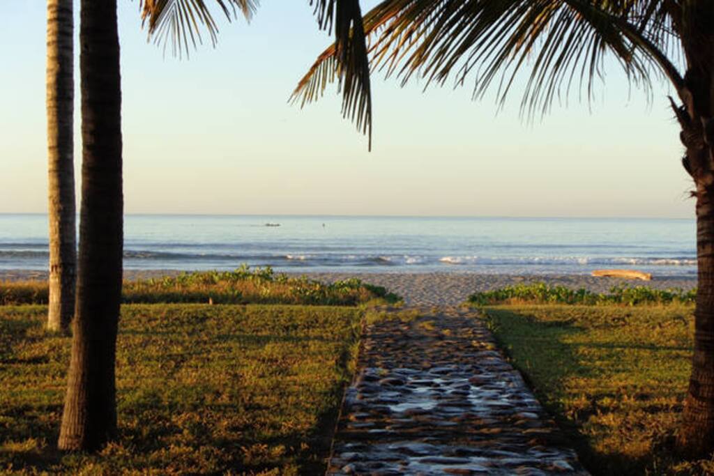 Walk from the house to the beach.