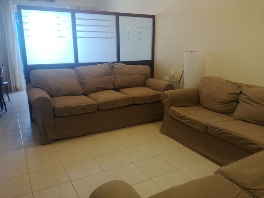 That's the sofa bed and you can see the partition