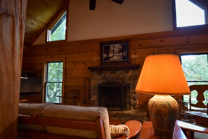 Asientos acogedores alrededor de la chimenea de leña