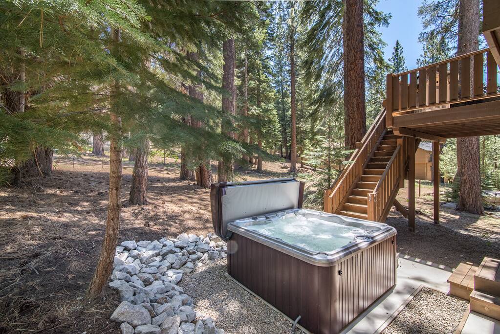 After a day on the trails, go for a soak in the private hot tub.