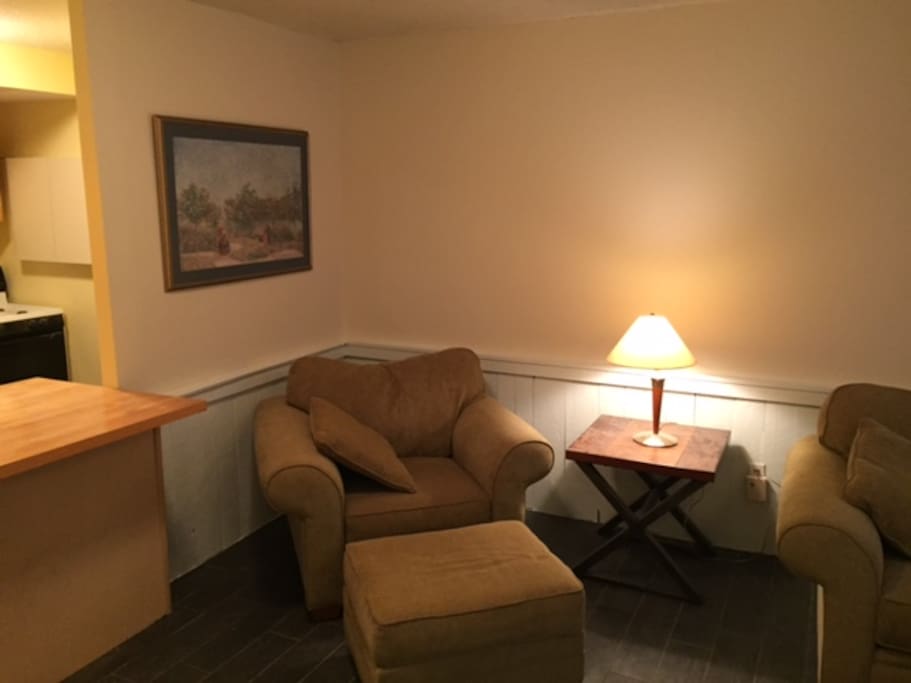 Comfy over sized chairs make relaxing easy.
