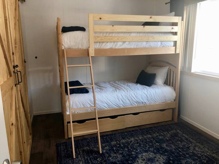 The bunk bed room on the first floor is a perfect room for kids. 