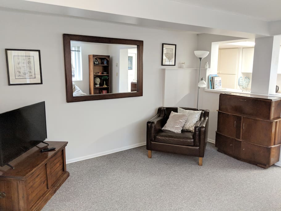 lounge area open onto kitchen