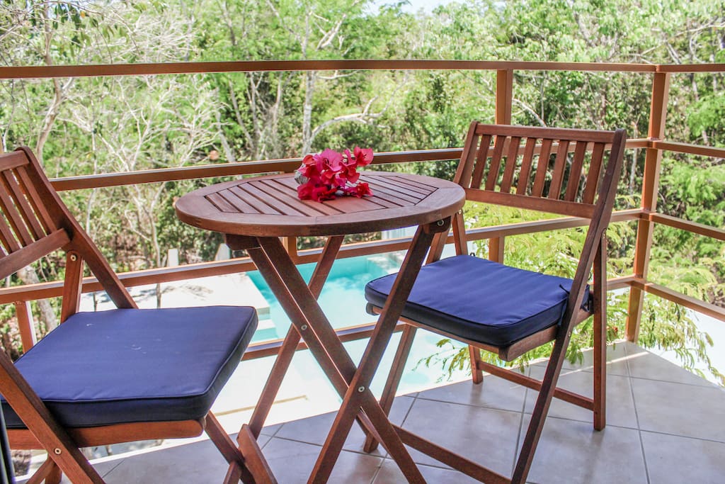Balcony overlooking the swimming pool