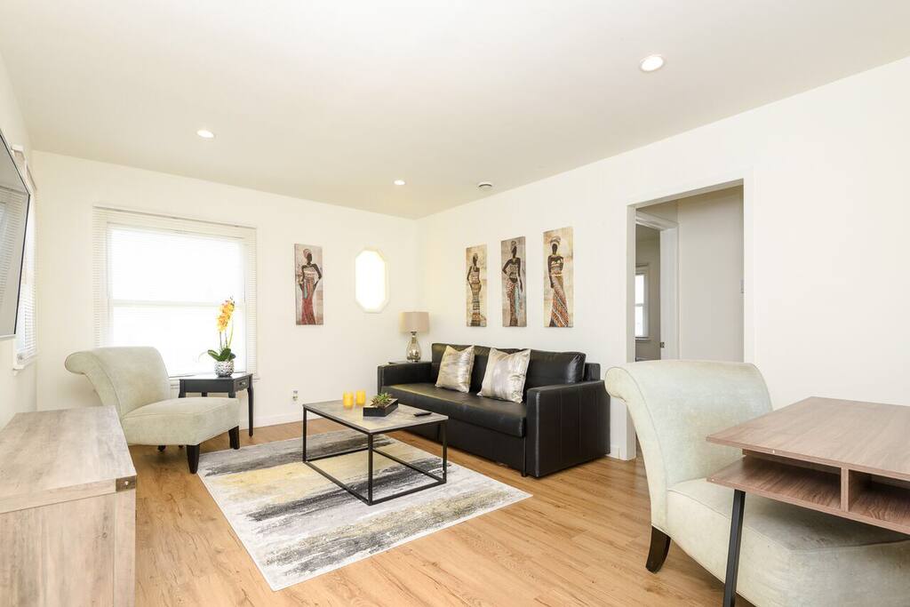Beautiful large living area with queen size sofa bed