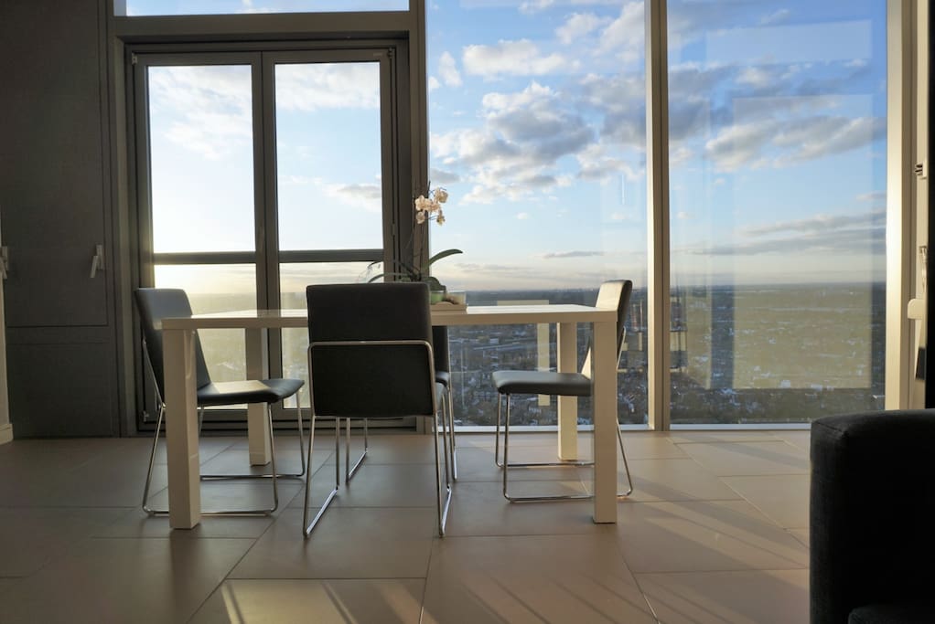 Dining Area with beautiful sunset in the afternoon
