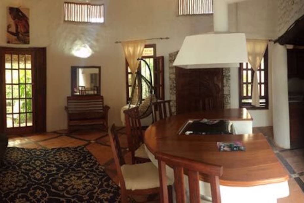 dinning table and living room