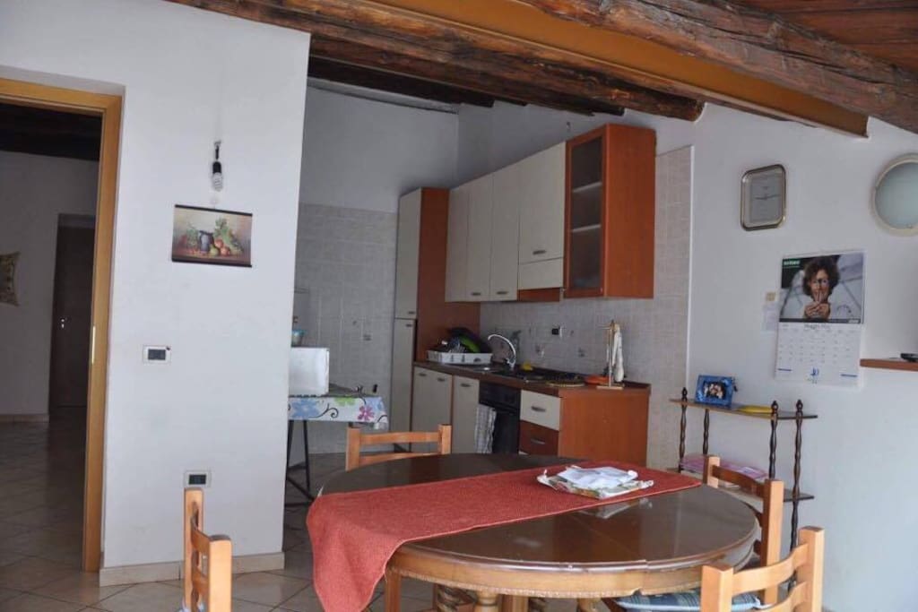 Kitchen, living room with couch