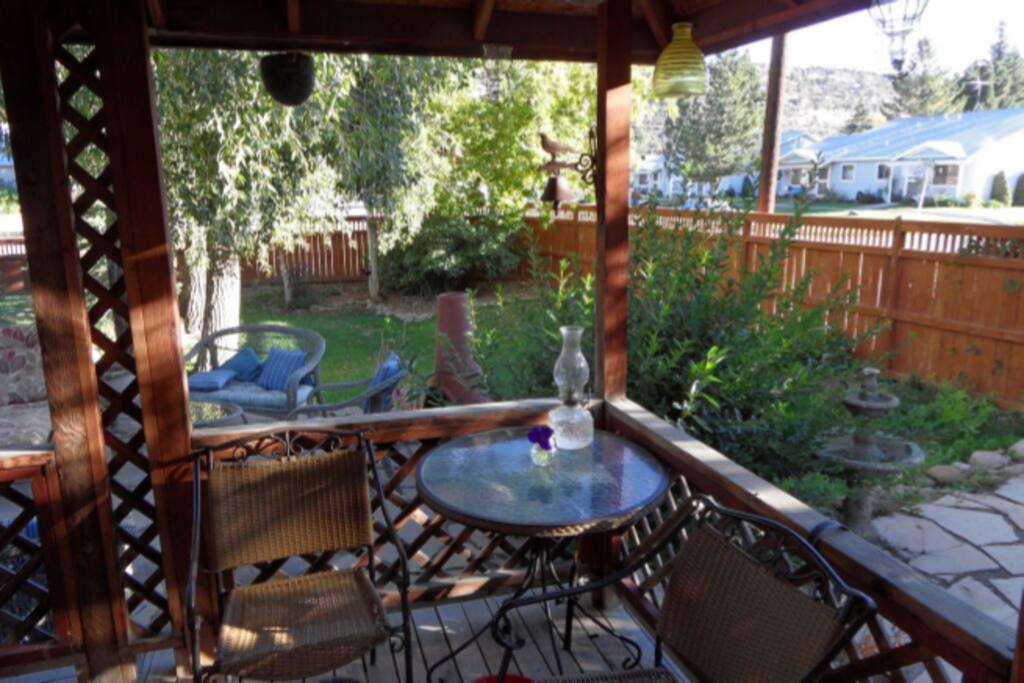 Good spot for barefoot breakfast for two.