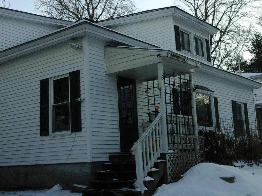 Approaching Weirs Beach Cottage in winter