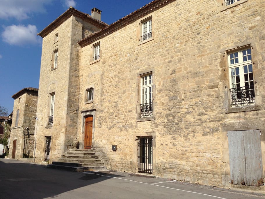 In the center of Vagnas, across the church and the municipality