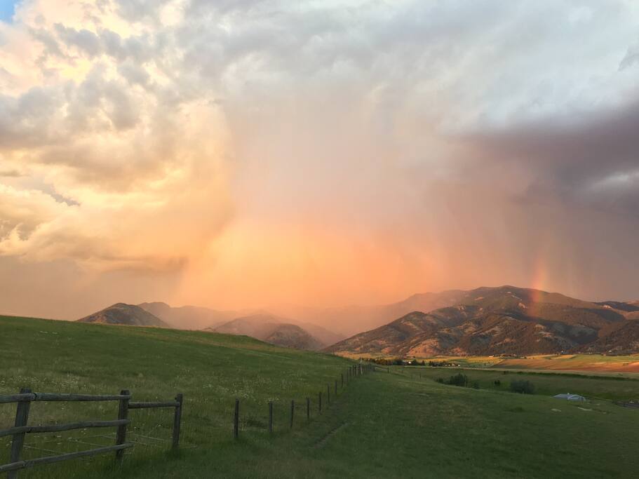 Dramatic summer storm over the Bridger Mountains to the East
