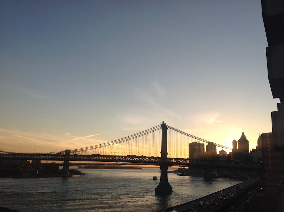 Manhattan & Brooklyn bridge, seen from bedroom window.
