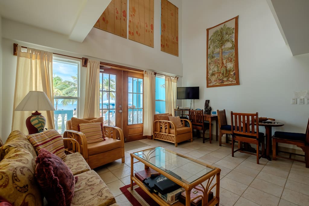 High ceilinged living room