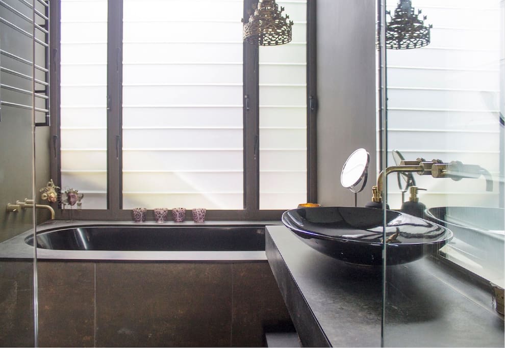 Bathroom, heated towel rack, deep bath...luxurious