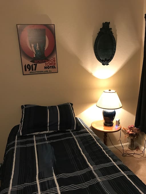 Comfy room, twin bed. There will also be an inflated air bed ready for you if you have a second guest.