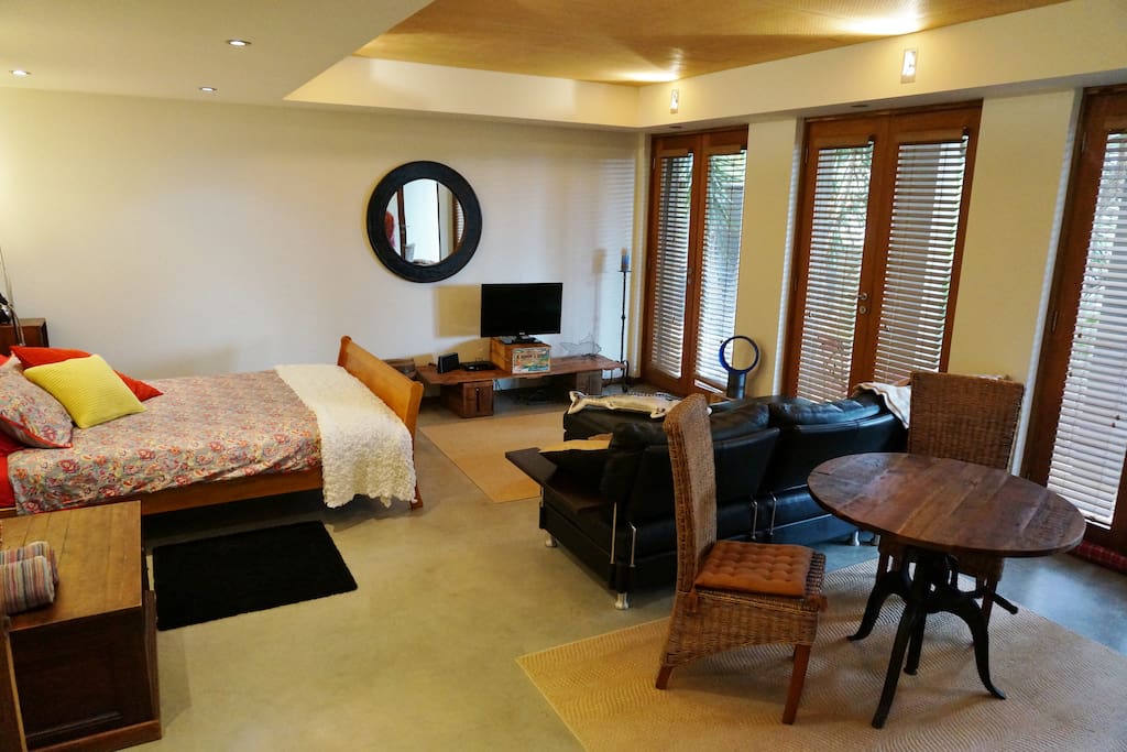 Separate areas for eating sleeping and watching TV
