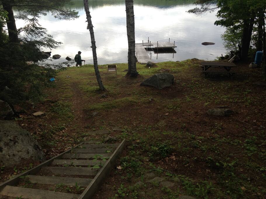 steps leading down to the beach and dock