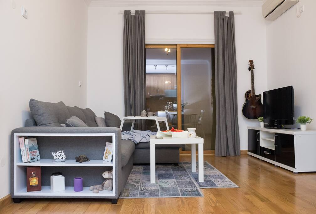 Living room with folding sofa bed