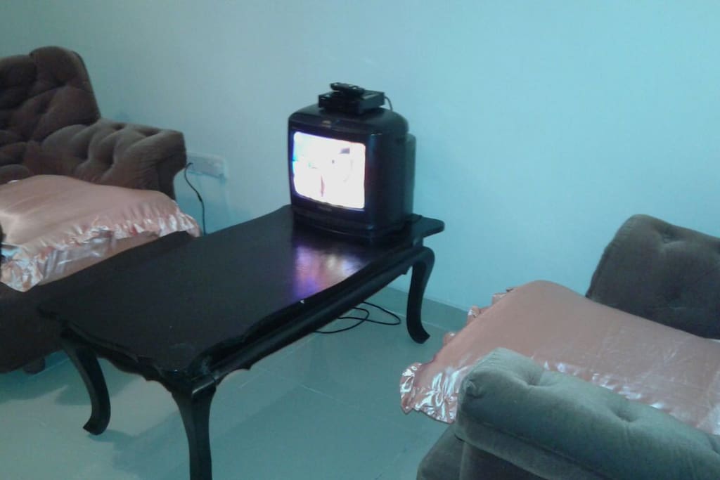 sitting area with clear tv with cable channels plus WiFi.