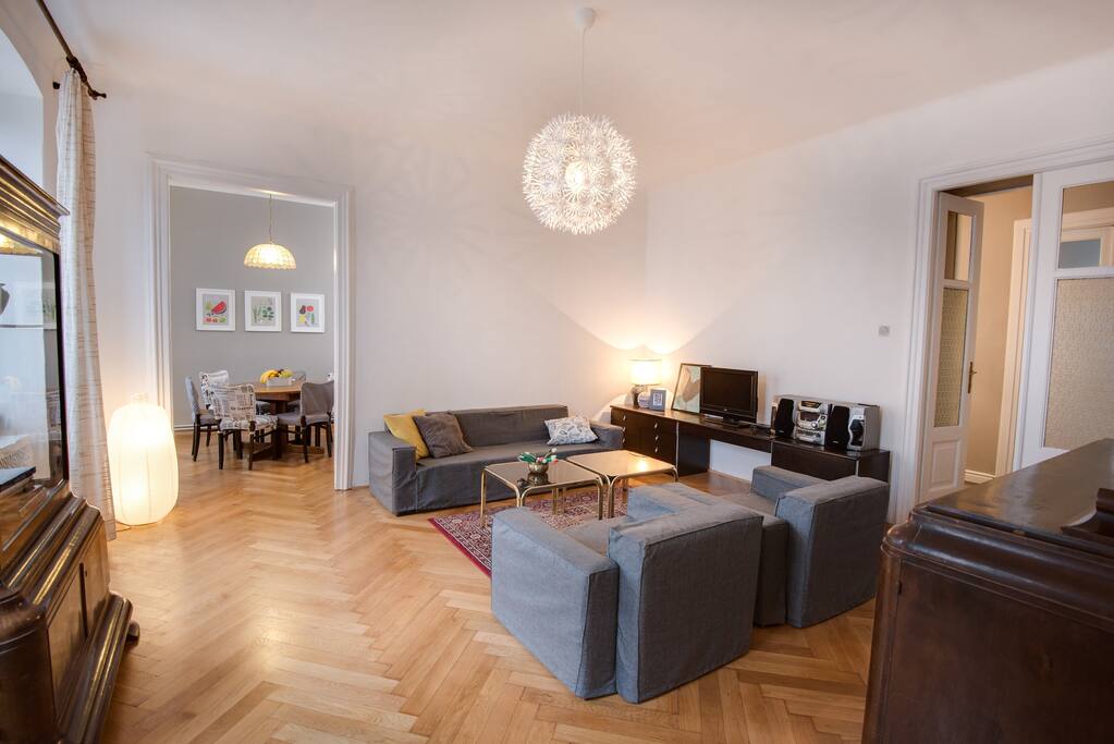 Comfortable and large living room with a lot of daylight
