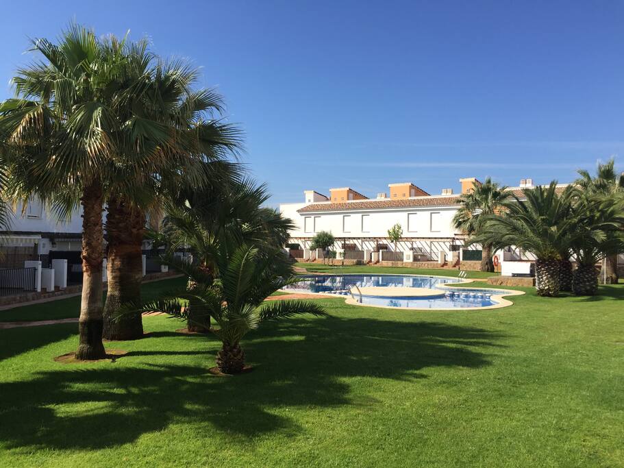 Piscina y jardín