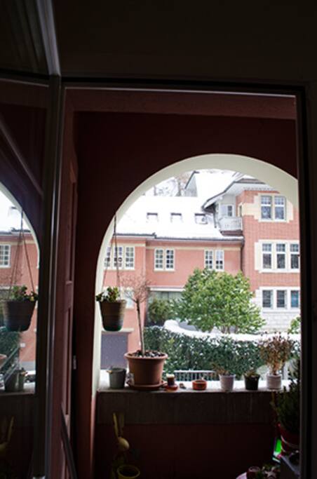 Aussicht von der Küche und Balkon