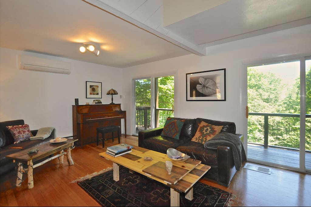 The living room area, with piano