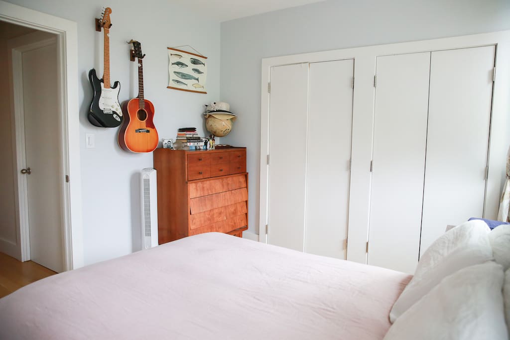 Master bedroom has a full size mattress for a wonderful night's rest
