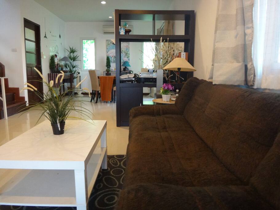Large and well decorated living room with sofa bed Air-Conditioner