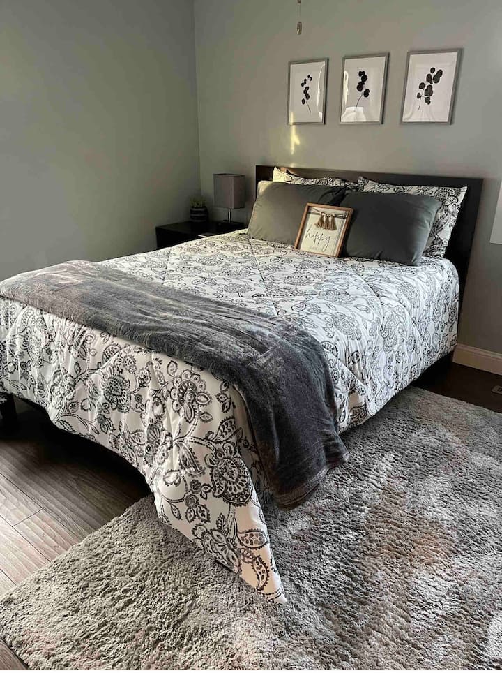 Bedroom #1 - Queen bed.  We provide sound machines in each bedroom for your convenience.
