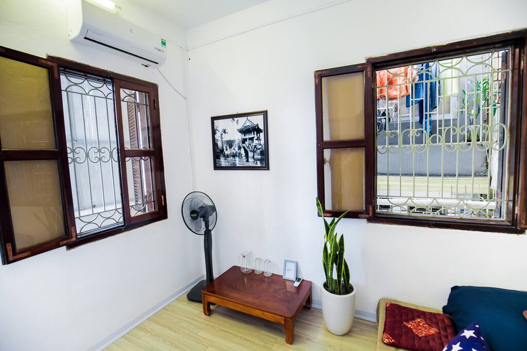 Airy bedroom with two windows