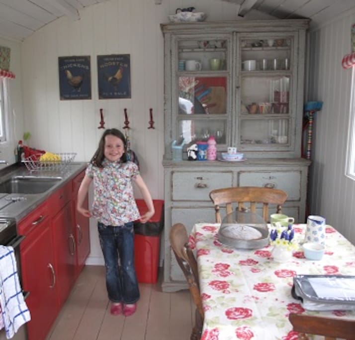 You have your very own provate shepherds hut with kitchen/diner and bathroom
