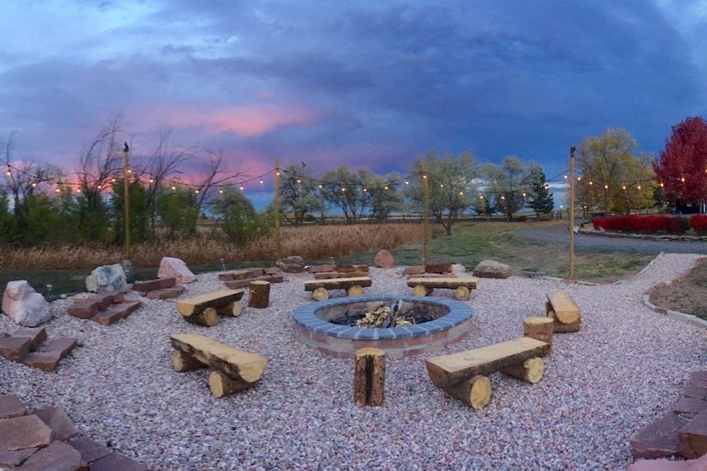 Firepit area with an endless supply of firewood!