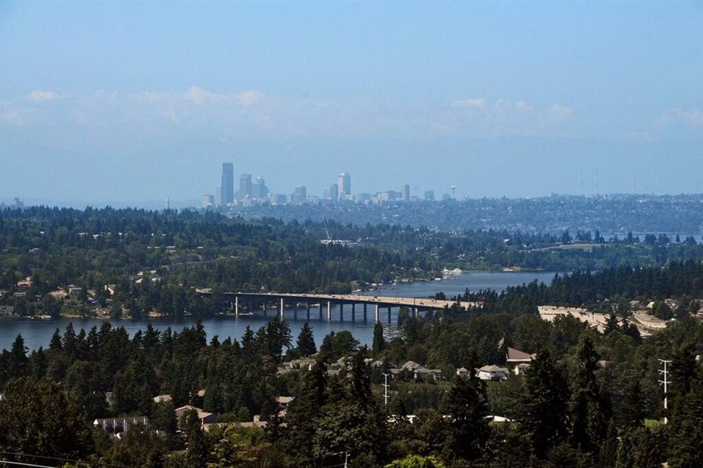 Lake Washington and downtown Seattle view from the house