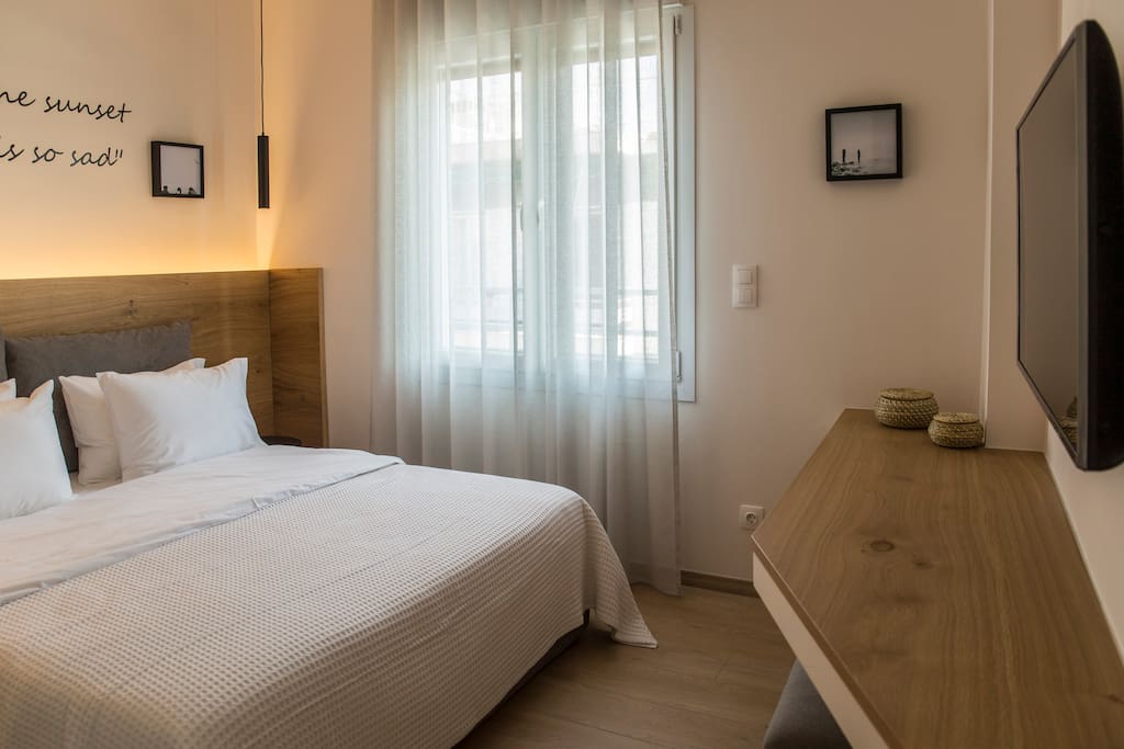 High-end bedrooms, each one of them with personalized decoration, great furniture, comfortable mattress, flat screen smart TV, A/C, safe for laptop inside the closet.