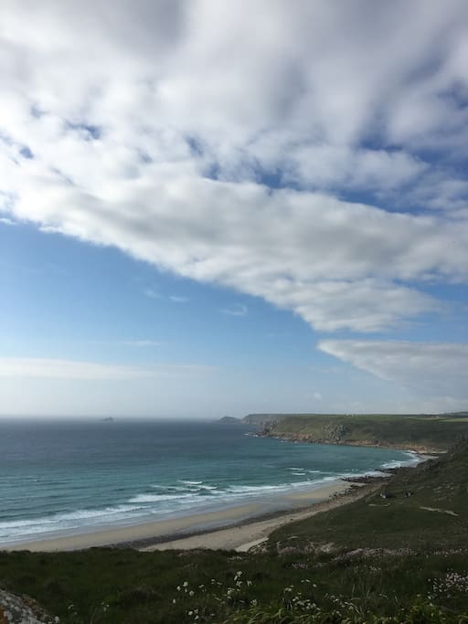 Sennen beach from the top of the hill