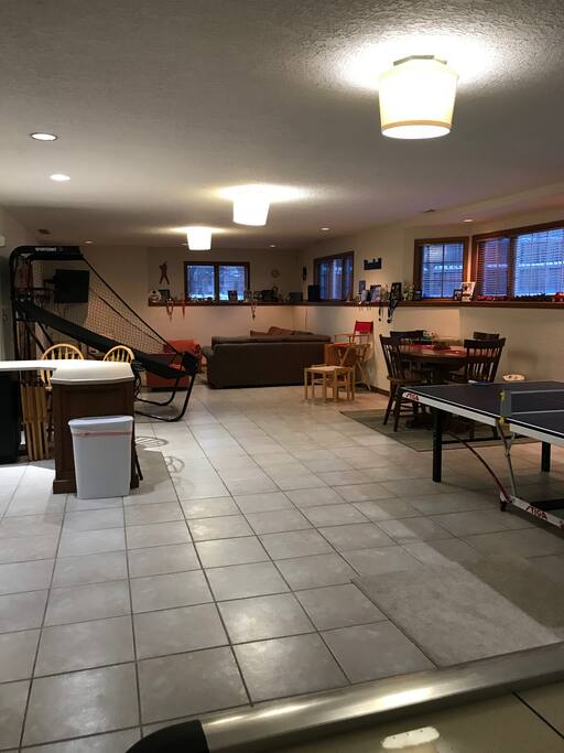 Full-access to the lower level with recreation activities (ping pong, air hockey, basketball, board games, and cable/TV).