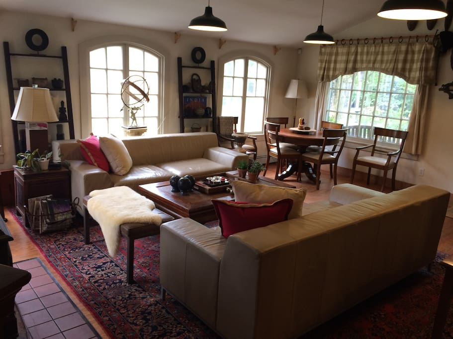 A dining area is located in the main room of the house