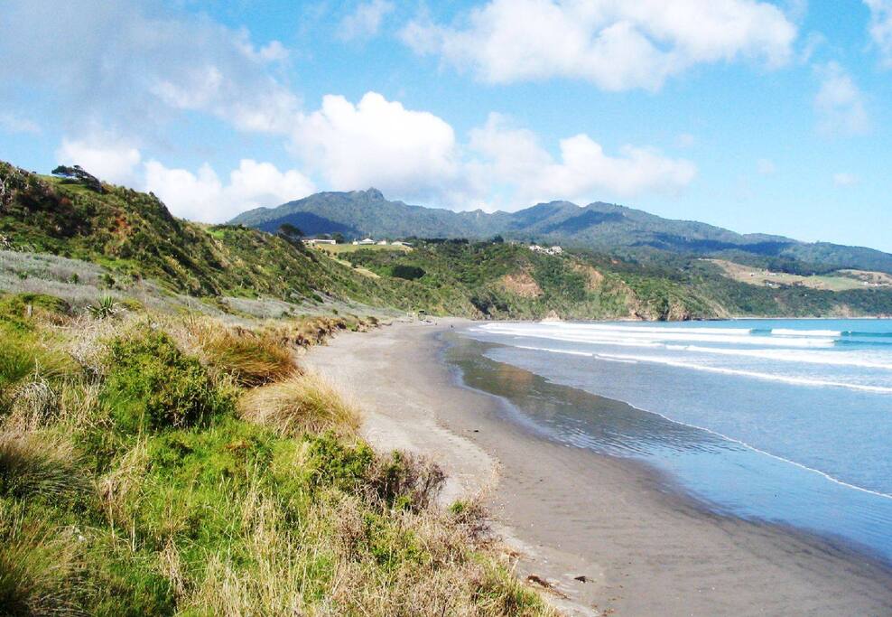 We are located almost as close as you can get to the beautiful tranquil Raglan Beach