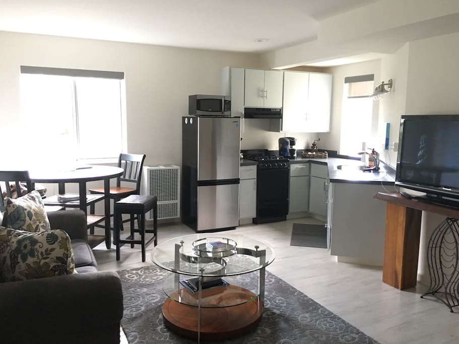 Living, kitchen area.