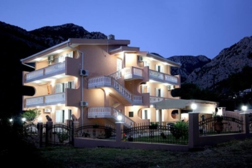 House at night from outside
